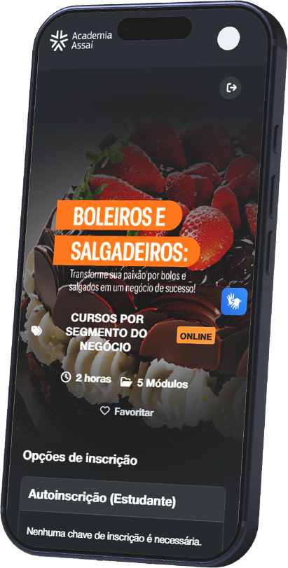 Celular com a plataforma Academia Assaí